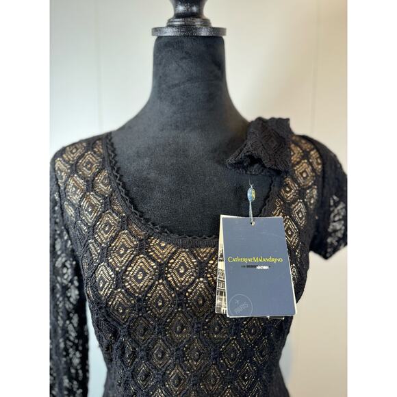 Catherine Malandrino for Design Nation Black Lace Tunic Top Size S - Picture 6 of 10